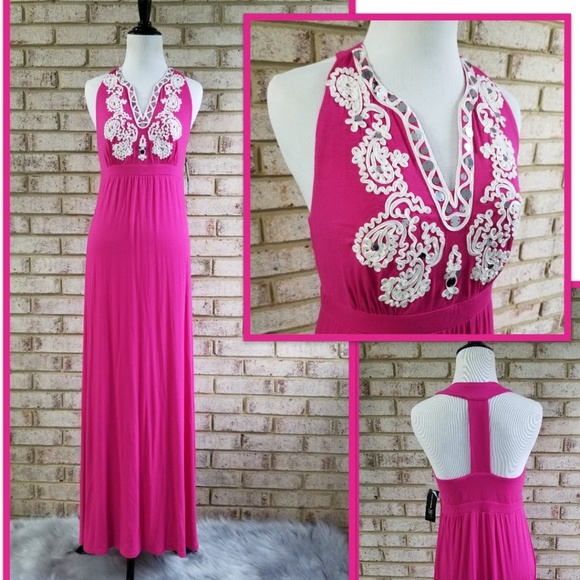 INC International Concepts Dresses & Skirts - 🆕️ INC Boho Pink Embellished Racerback Maxi Dress